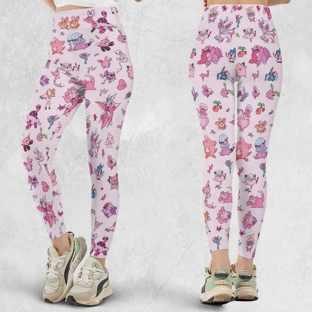 Team Pink Pokemon Pattern Legging - 1