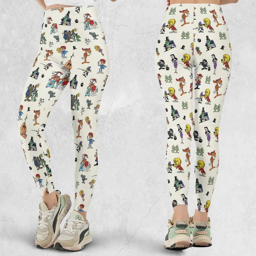 The Adventures of Rocky and Bullwinkle and Friends Characters Pattern Legging - 1