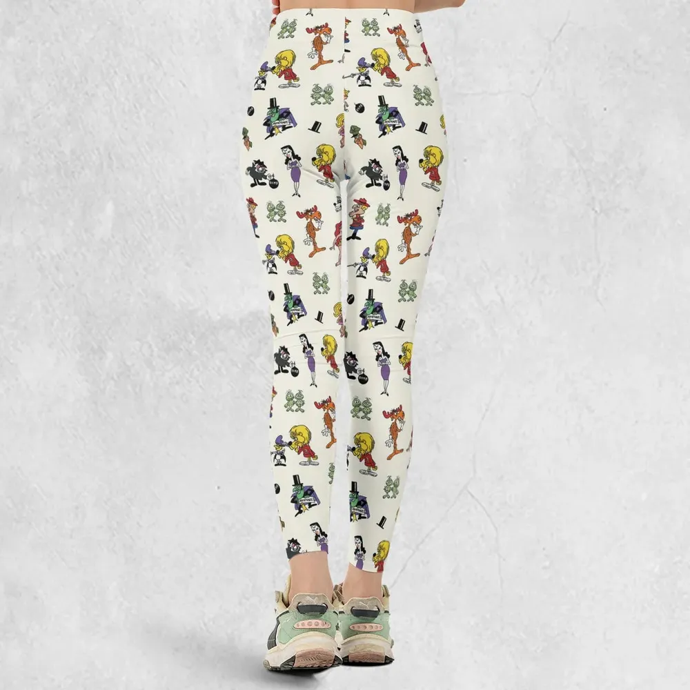 The Adventures of Rocky and Bullwinkle and Friends Characters Pattern Legging - 3