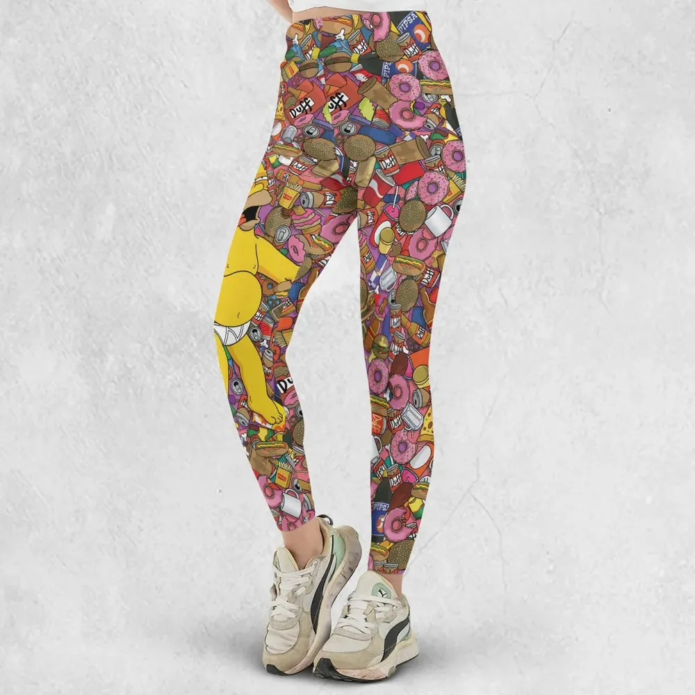 Homer Simpson Getting Drunk Duff Beer The Simpsons Legging - 2