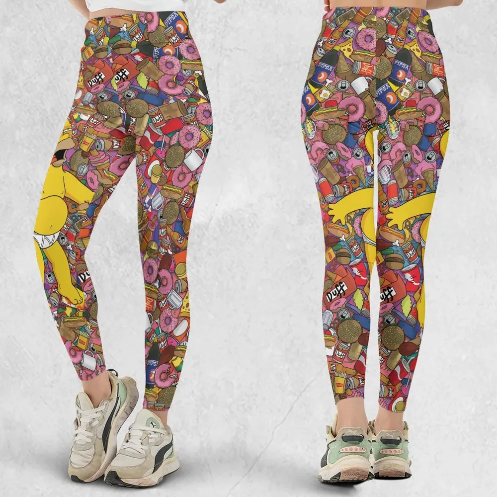 Homer Simpson Getting Drunk Duff Beer The Simpsons Legging - 1