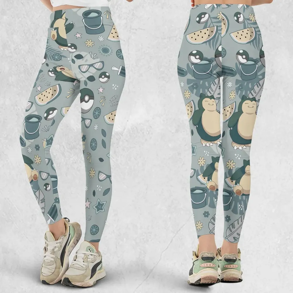 Summer Relax Snorlax Pokemon Legging - 1