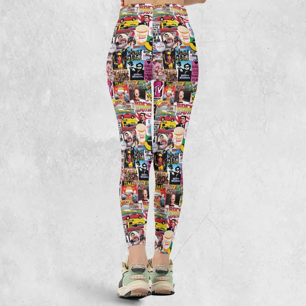 I heart 80s Collage Mr. T Back To the Future Pac-man Legging - 3