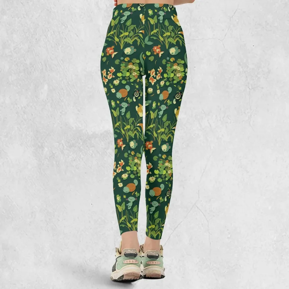 Floating In A Pond Magikarp Psyduck Vaporeon Water Pokemon Legging - 3