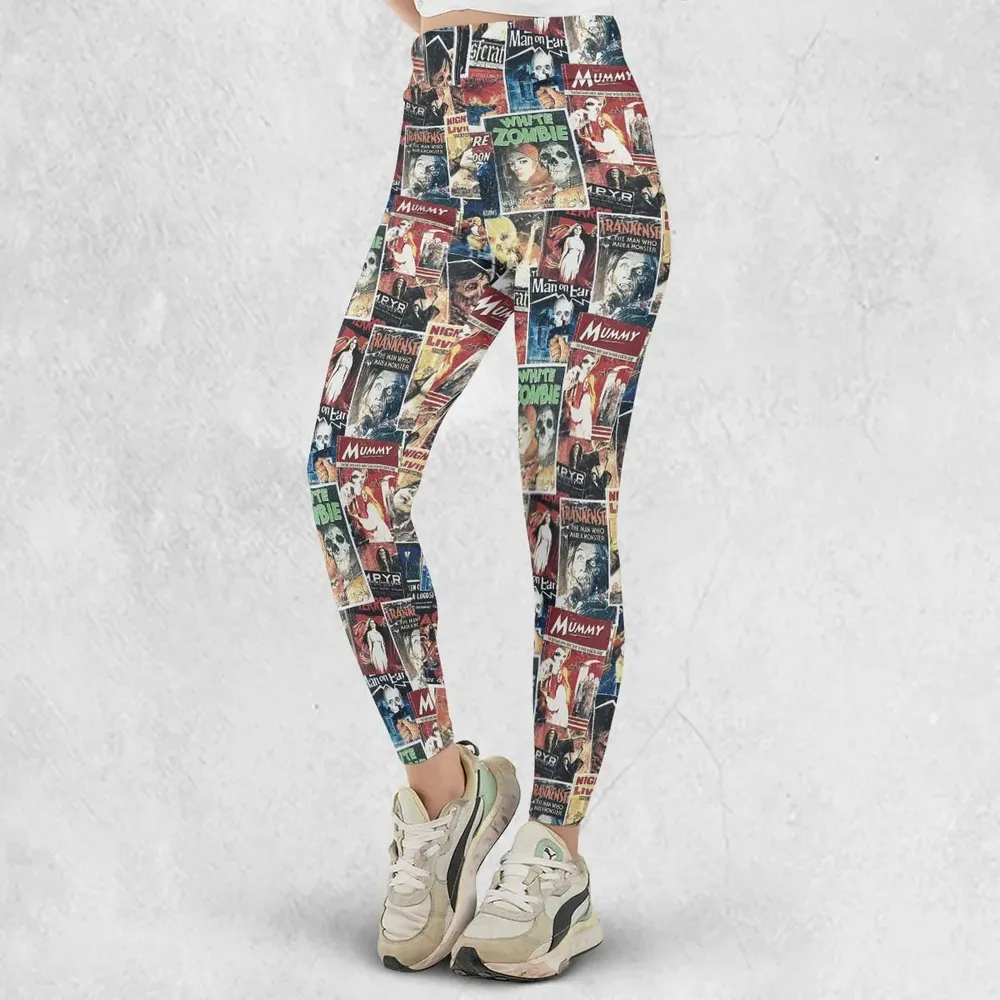 Pioneering '50s Classics Monster Hammer Horror Films Legging - 2