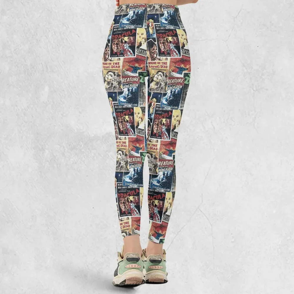 Pioneering '50s Classics Monster Hammer Horror Films Legging - 3