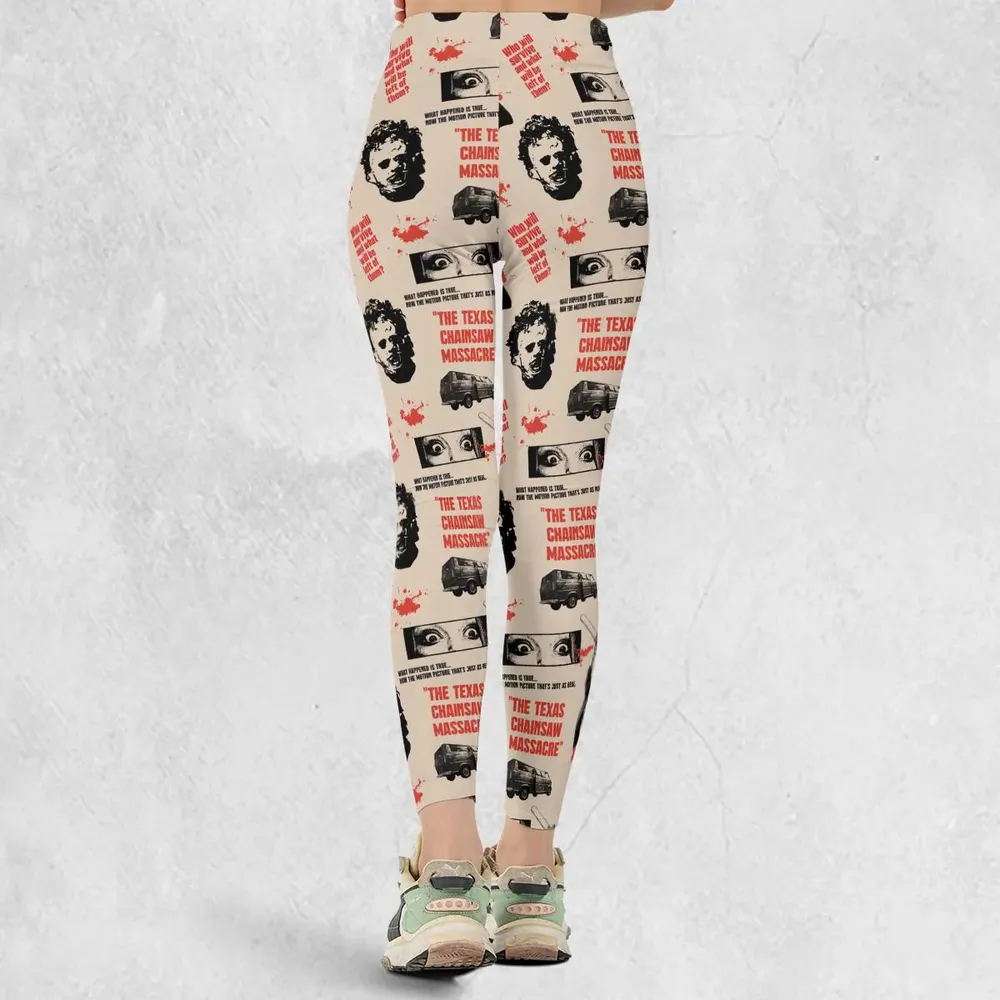 Leatherface The Texas Chainsaw Massacre Horror Pattern Legging - 3