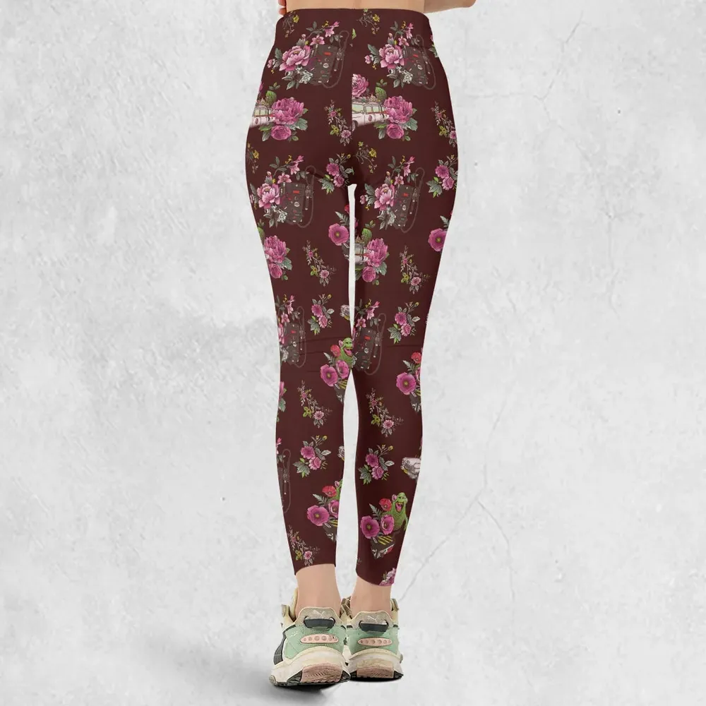 Slimer Ecto-1 Proton Pack Floral Ghostbusters Legging - 3