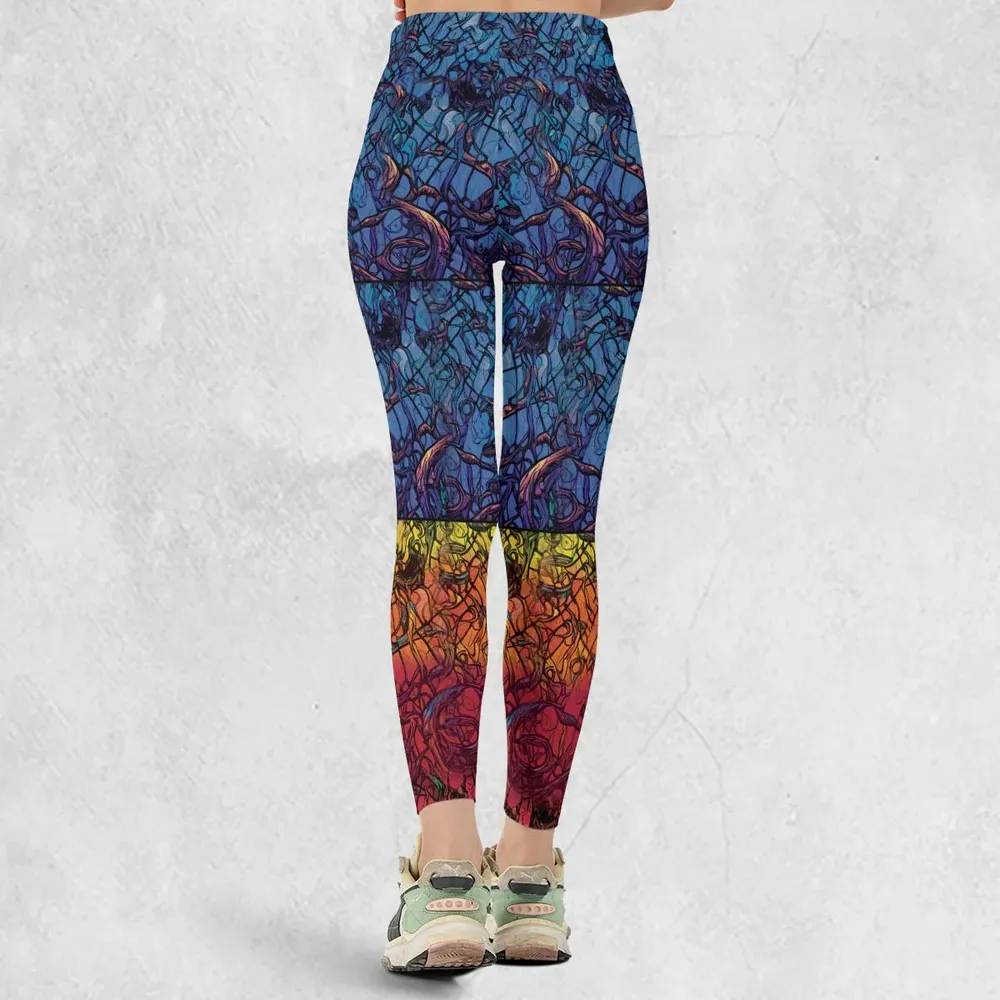 Stained Glass Cthulhu H.P Lovecraft Legging - 3