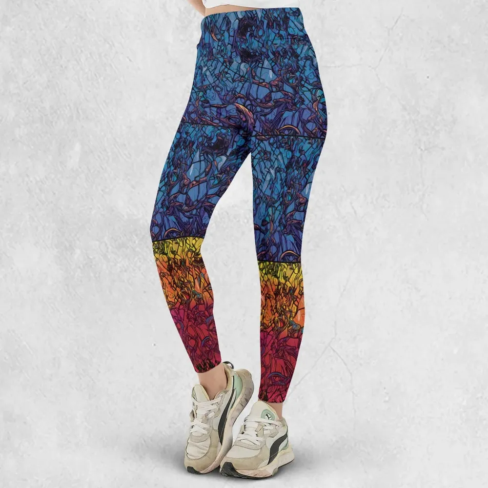 Stained Glass Cthulhu H.P Lovecraft Legging - 2
