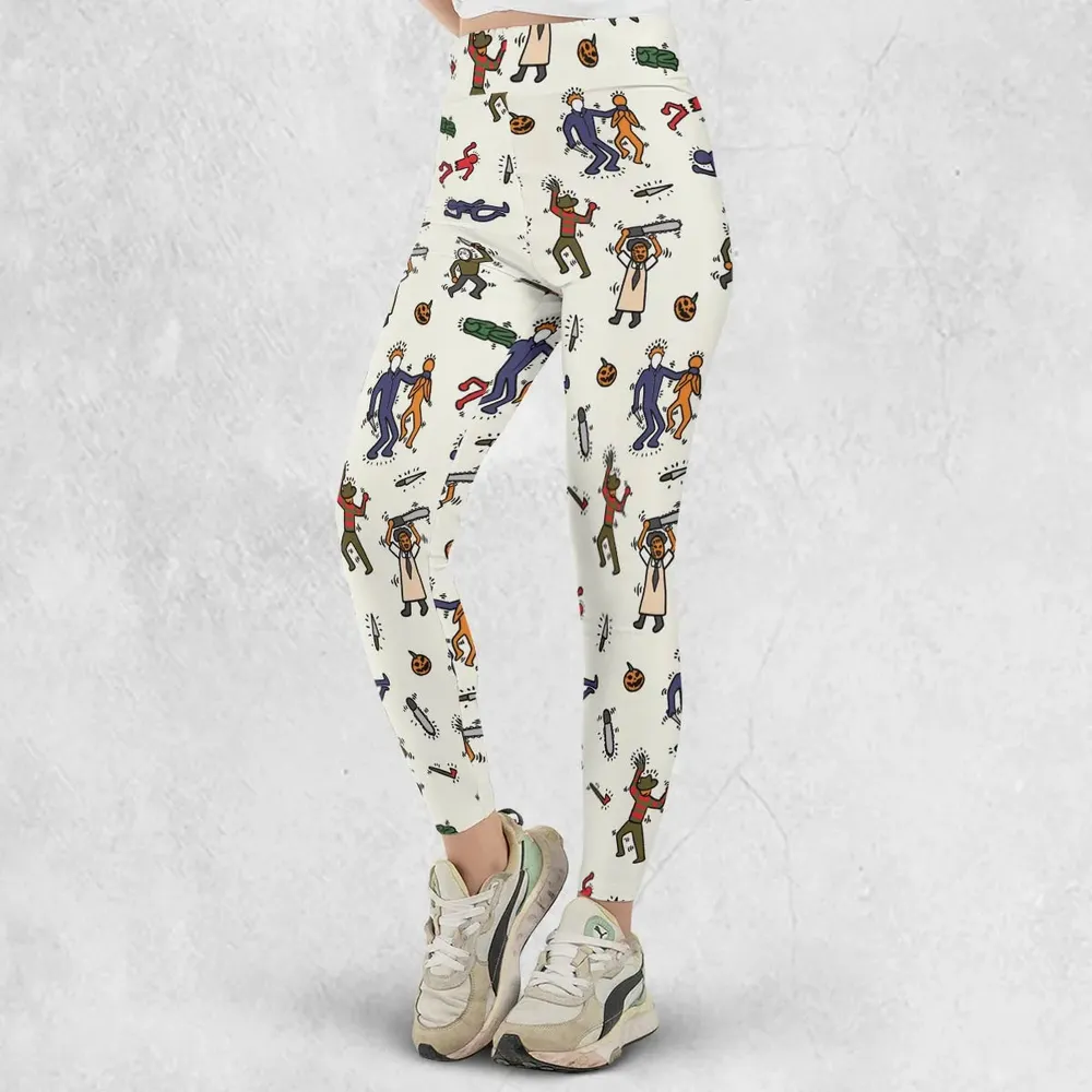 Horror Movie Pop Characters Pattern Legging - 2