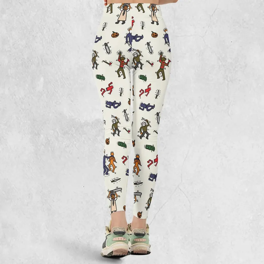 Horror Movie Pop Characters Pattern Legging - 3