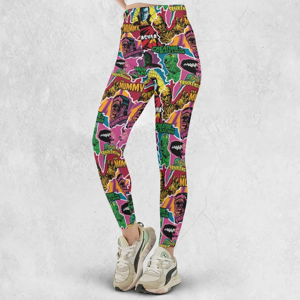 Monsters Pop Collage Universal Monsters Legging - 2