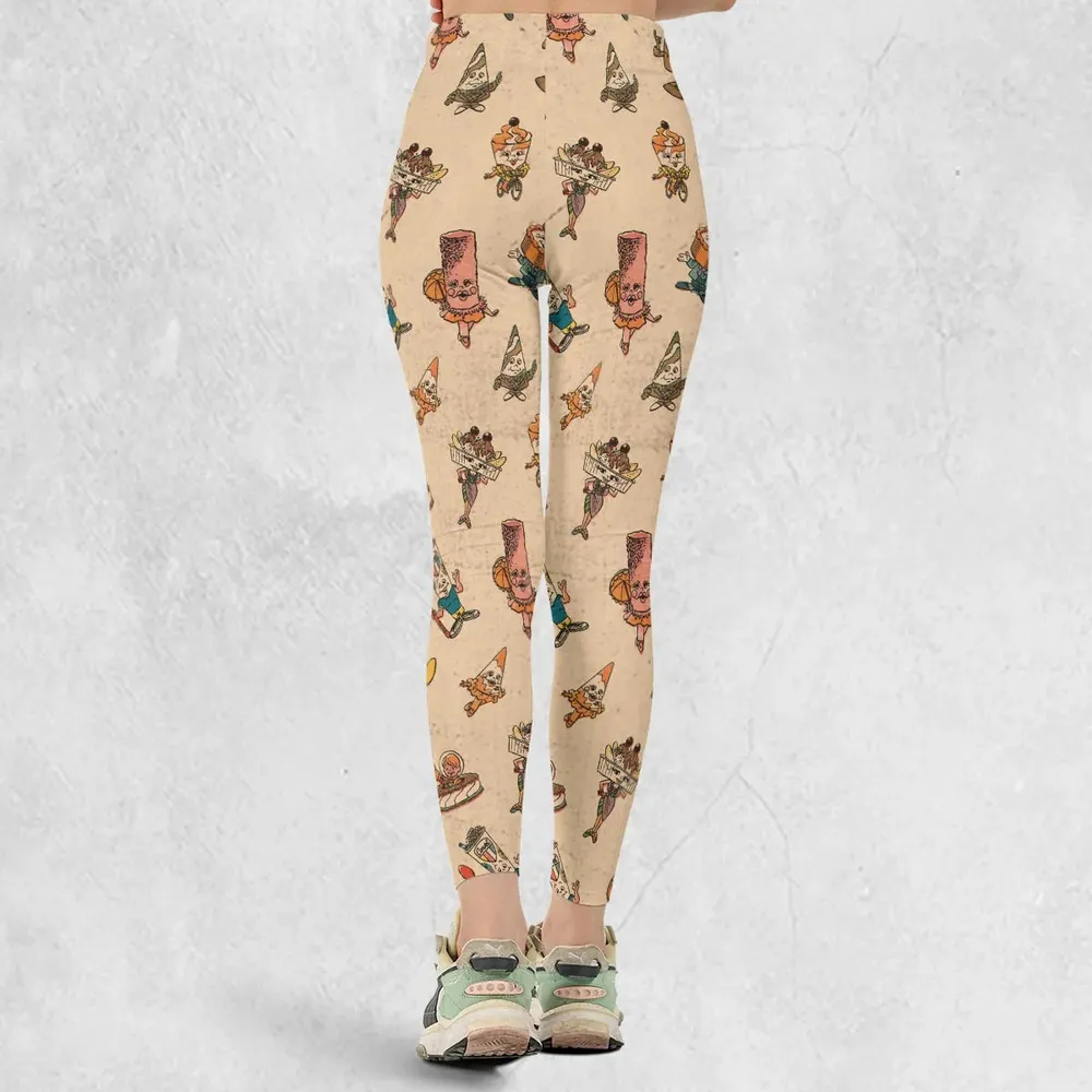 Retro Dessert Mascots Carvel comic book Ice Cream Legging - 3
