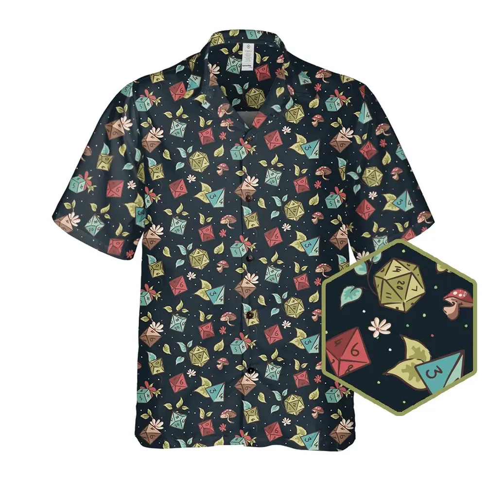 Floral Dice Dark Hawaiian Shirt - 1