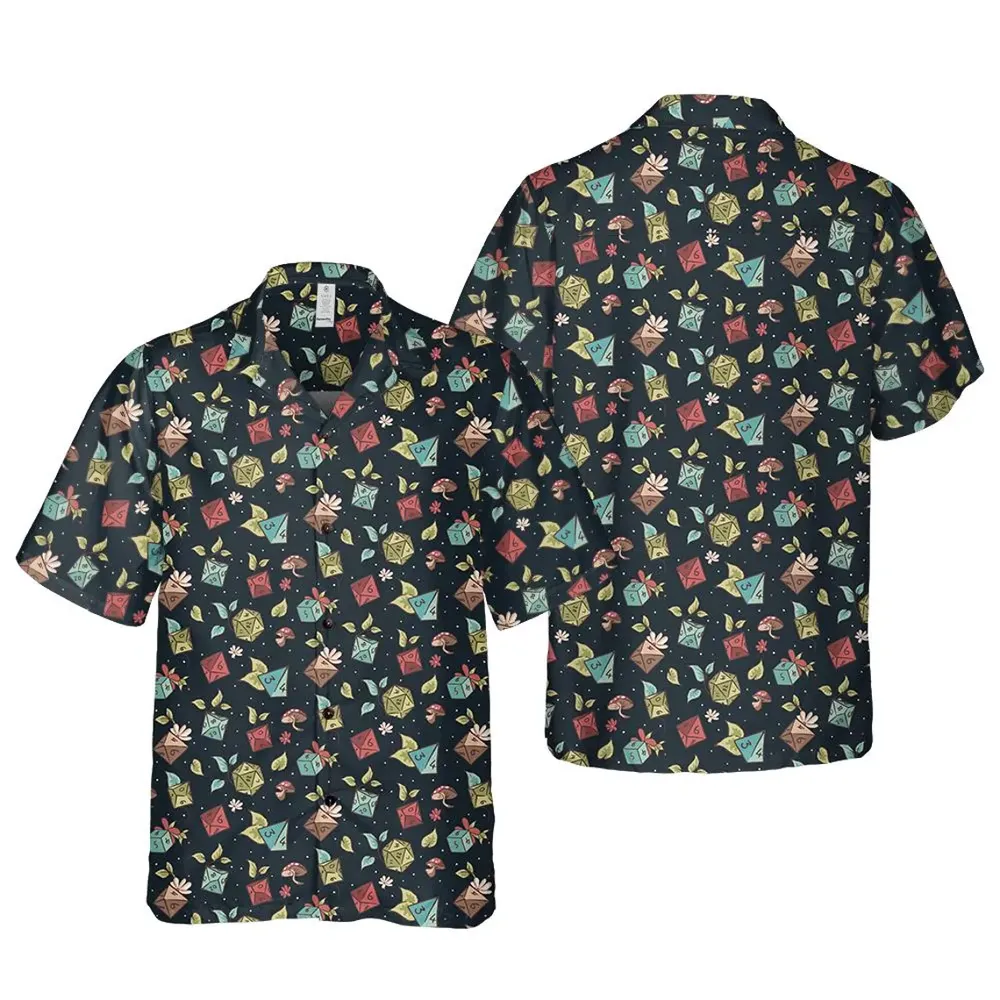 Floral Dice Dark Hawaiian Shirt - 3