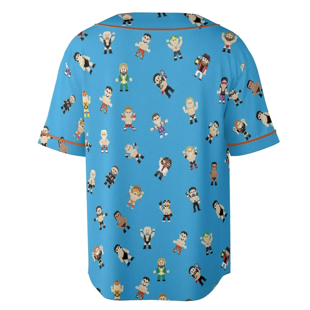 8-Bit Wrestlers Unisex Baseball Jersey - 4
