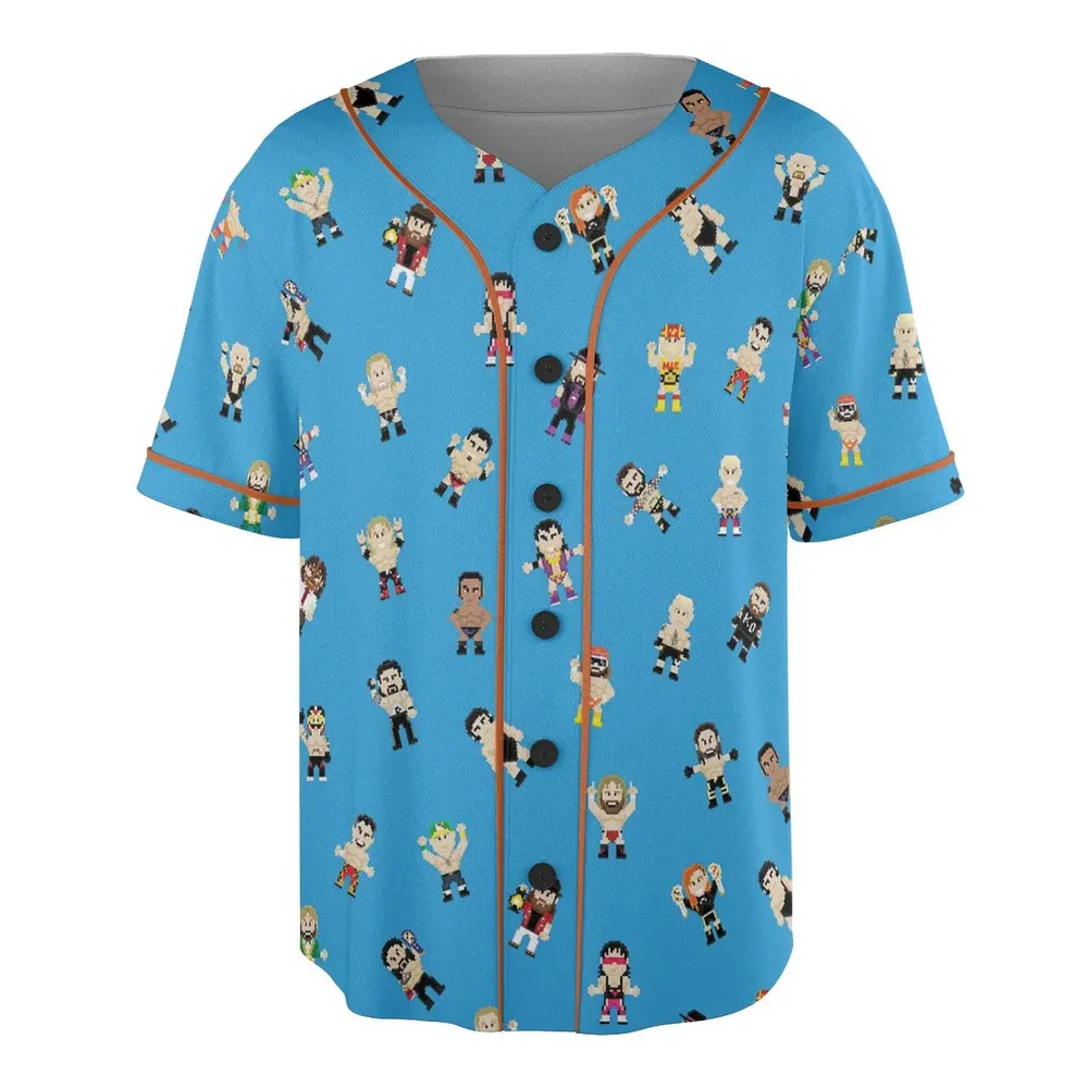 8-Bit Wrestlers Unisex Baseball Jersey - 3