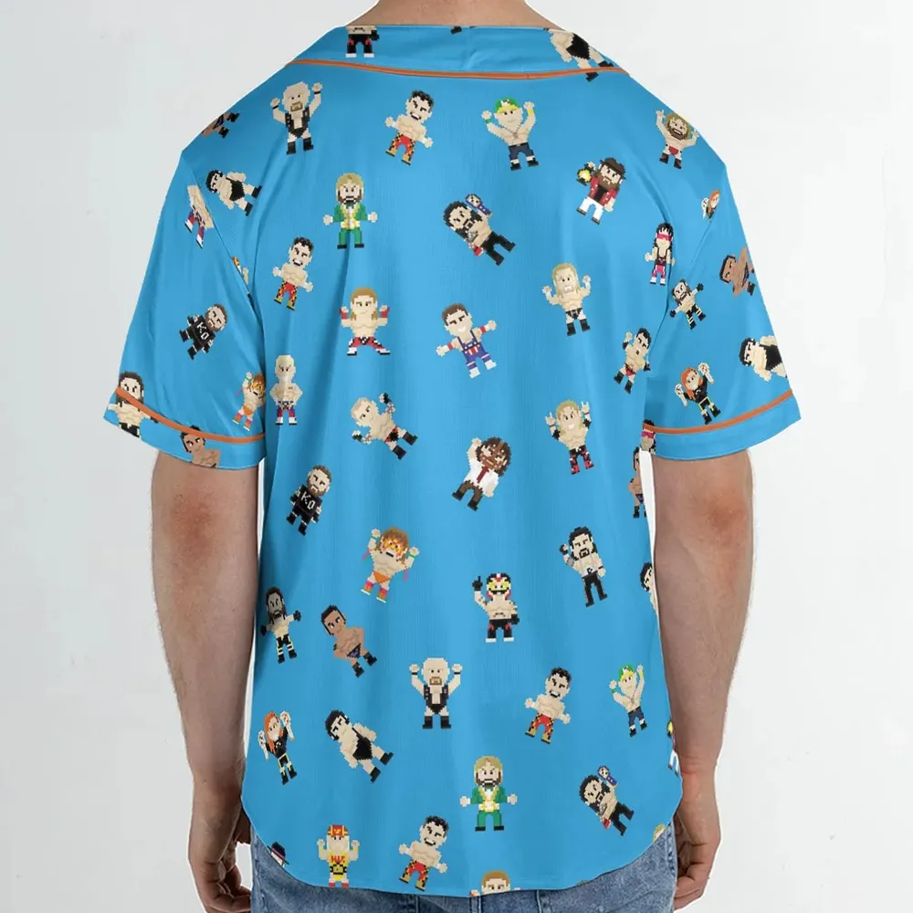 8-Bit Wrestlers Unisex Baseball Jersey - 2