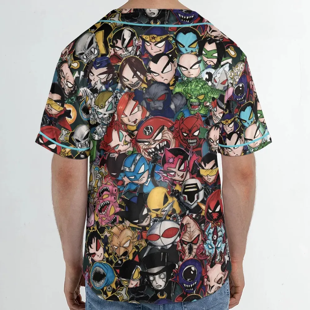 DC Villains Chibi Unisex Baseball Jersey - 2