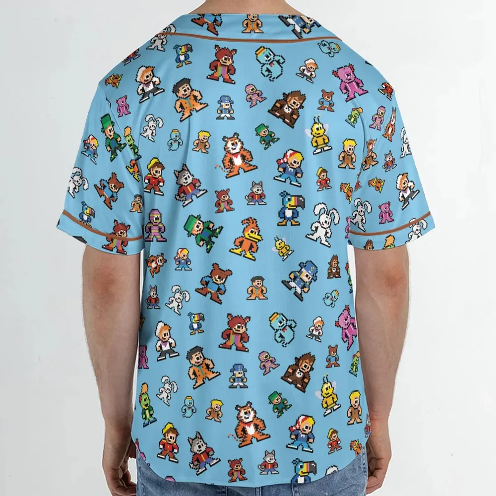 8-bit Breakfast Cereal Icons Unisex Baseball Jersey - 2