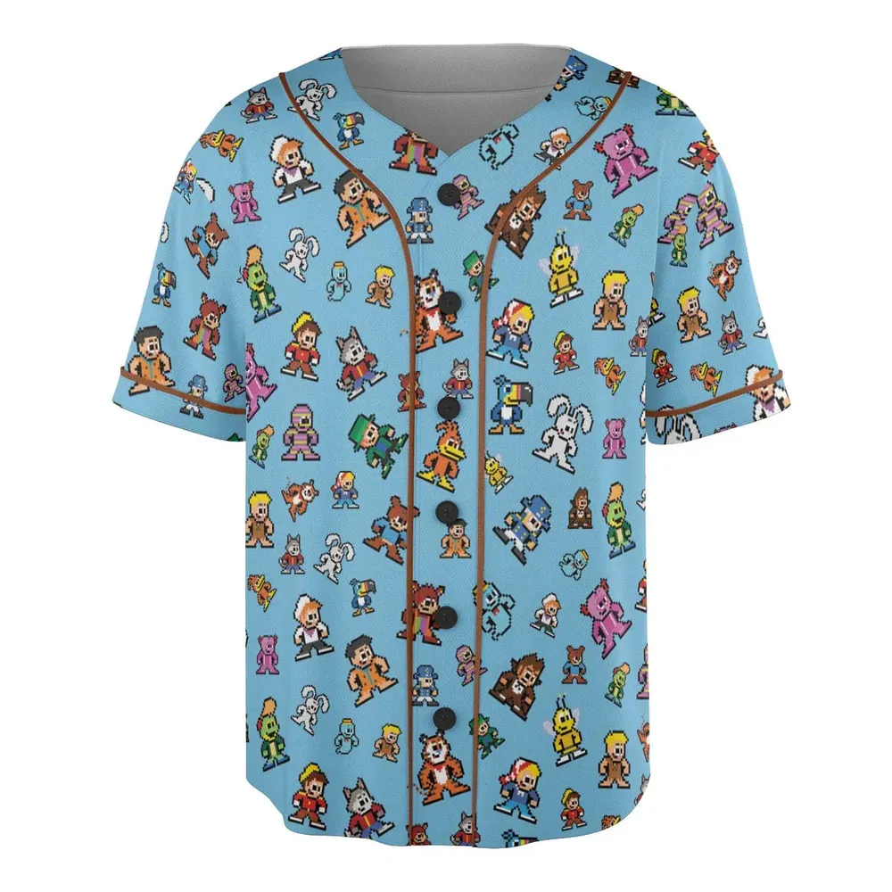 8-bit Breakfast Cereal Icons Unisex Baseball Jersey - 3