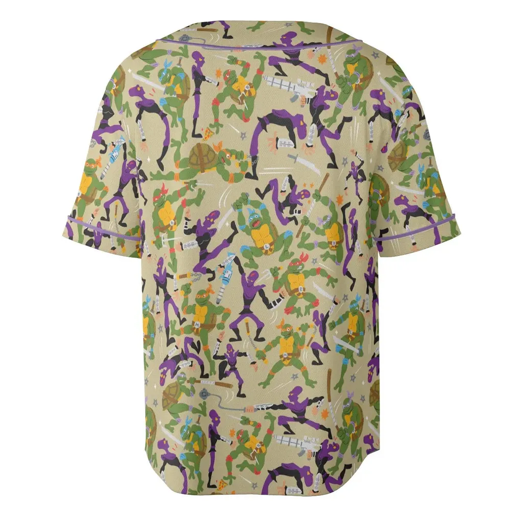 Green and Purple Battle TMNT Unisex Baseball Jersey - 4