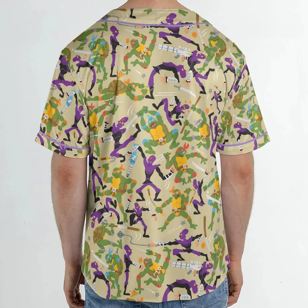 Green and Purple Battle TMNT Unisex Baseball Jersey - 2