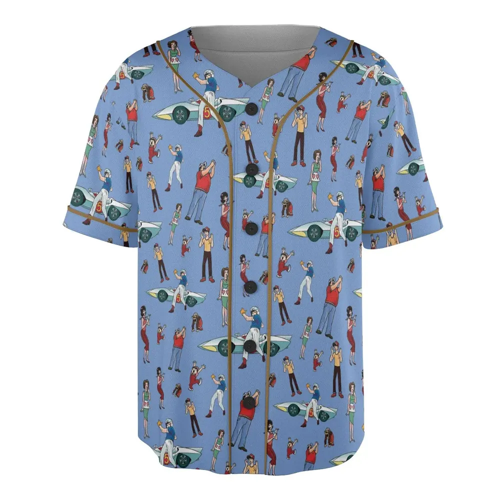 Speed Racer Characters Pattern Unisex Baseball Jersey - 3