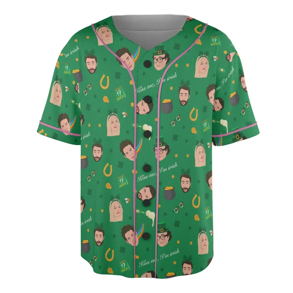 Kiss Me I'm Irish It's Always Sunny in Philadelphia Unisex Baseball Jersey - 3