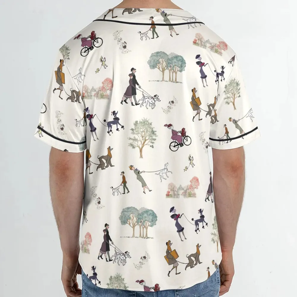 Dog Walking Look Alikes 101 Dalmations Unisex Baseball Jersey - 2