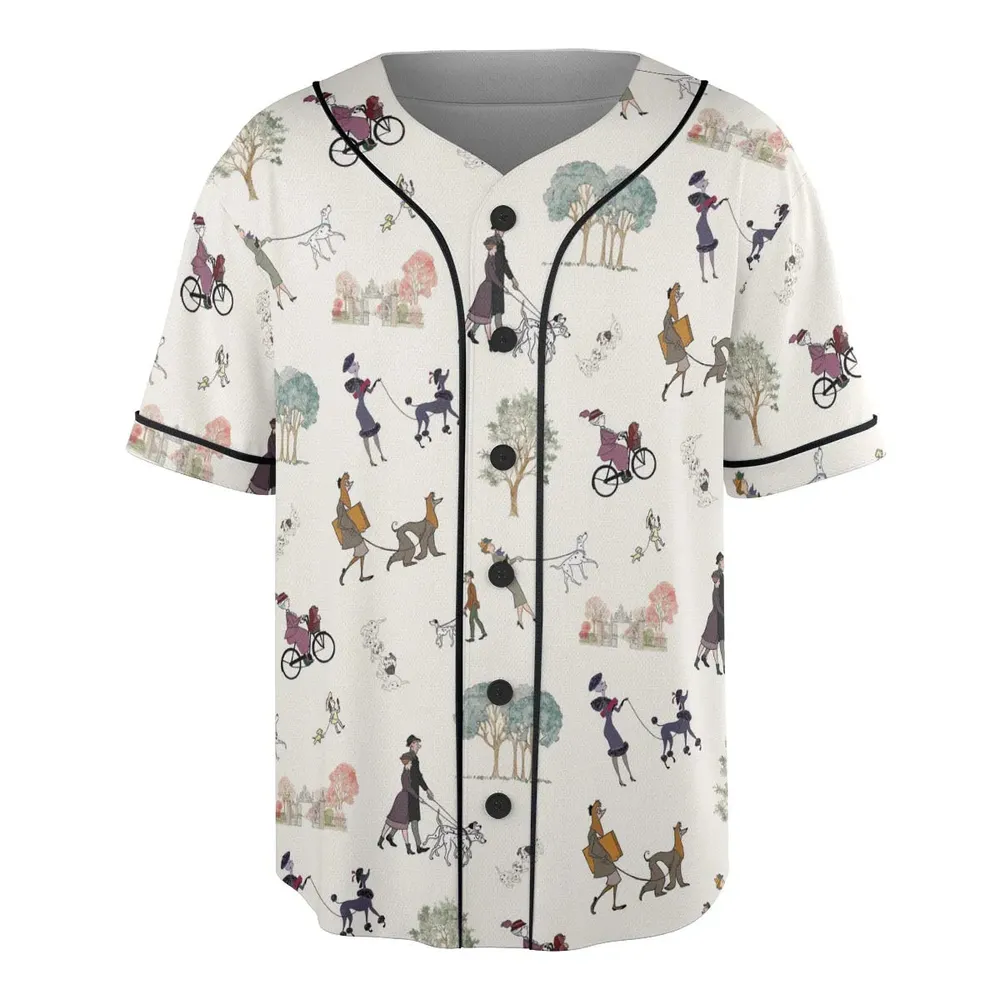 Dog Walking Look Alikes 101 Dalmations Unisex Baseball Jersey - 3