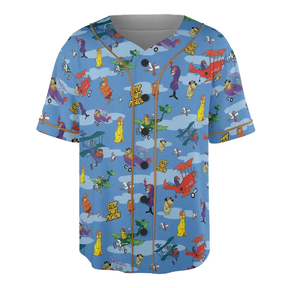Stop That Pigeon Dastardly and Muttley in Their Flying Machines Unisex Baseball Jersey - 3