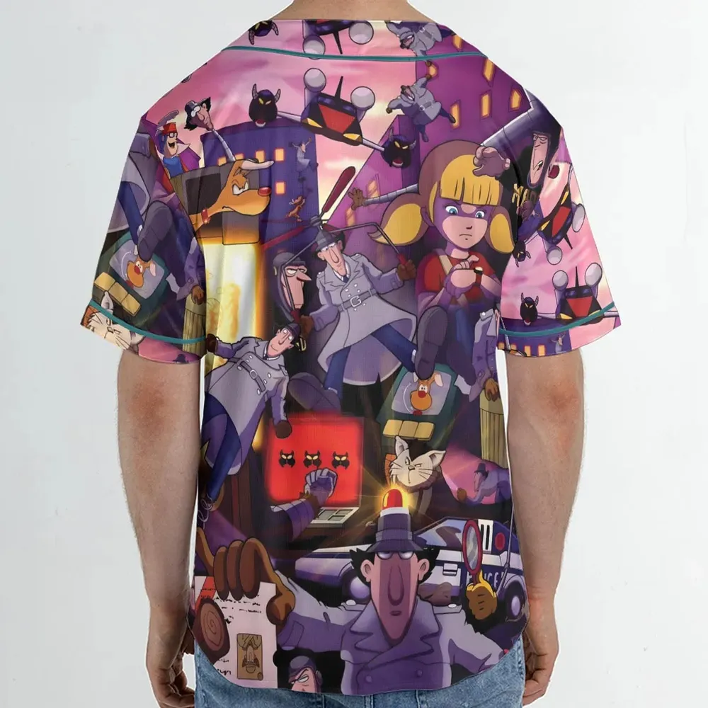 80s Cartoon Inspector Gadget Collage Unisex Baseball Jersey - 2