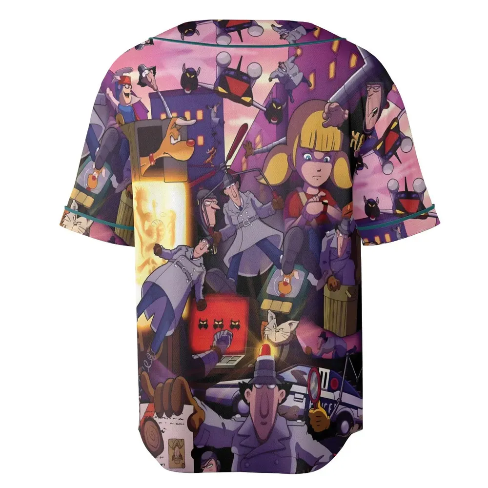 80s Cartoon Inspector Gadget Collage Unisex Baseball Jersey - 4