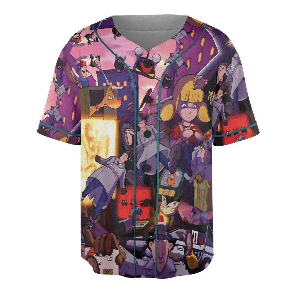 80s Cartoon Inspector Gadget Collage Unisex Baseball Jersey - 3