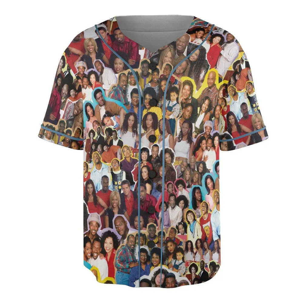 Old Black Sitcom Shows Collage Unisex Baseball Jersey - 3