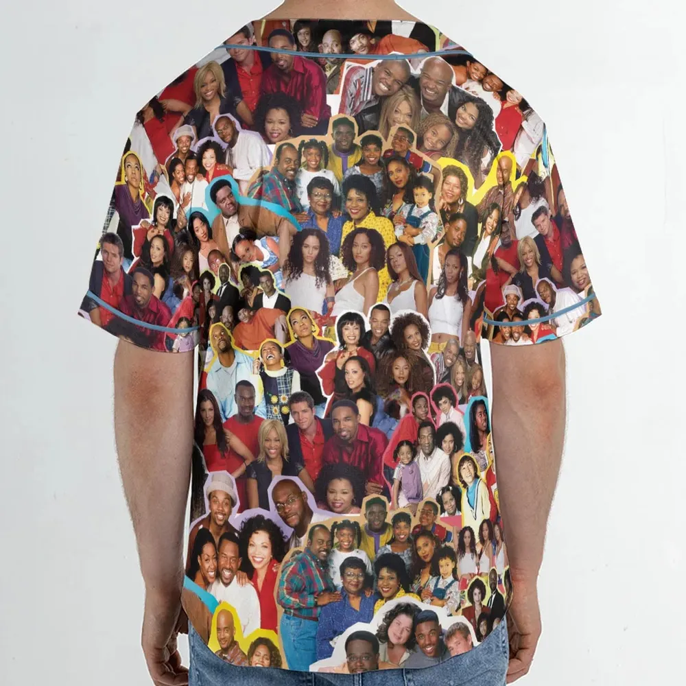 Old Black Sitcom Shows Collage Unisex Baseball Jersey - 2