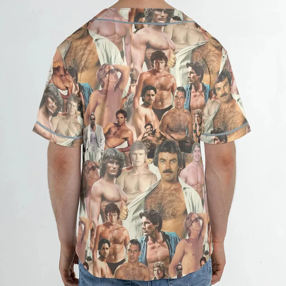 Vintage Hunks of The 80s Unisex Baseball Jersey - 2