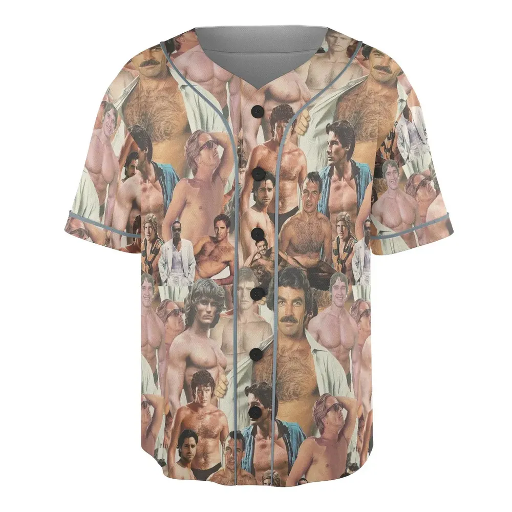 Vintage Hunks of The 80s Unisex Baseball Jersey - 3