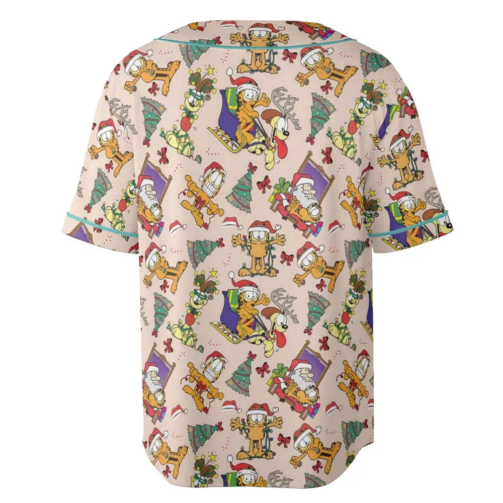 Garfield And Odie Christmas Sleigh Unisex Baseball Jersey - 4