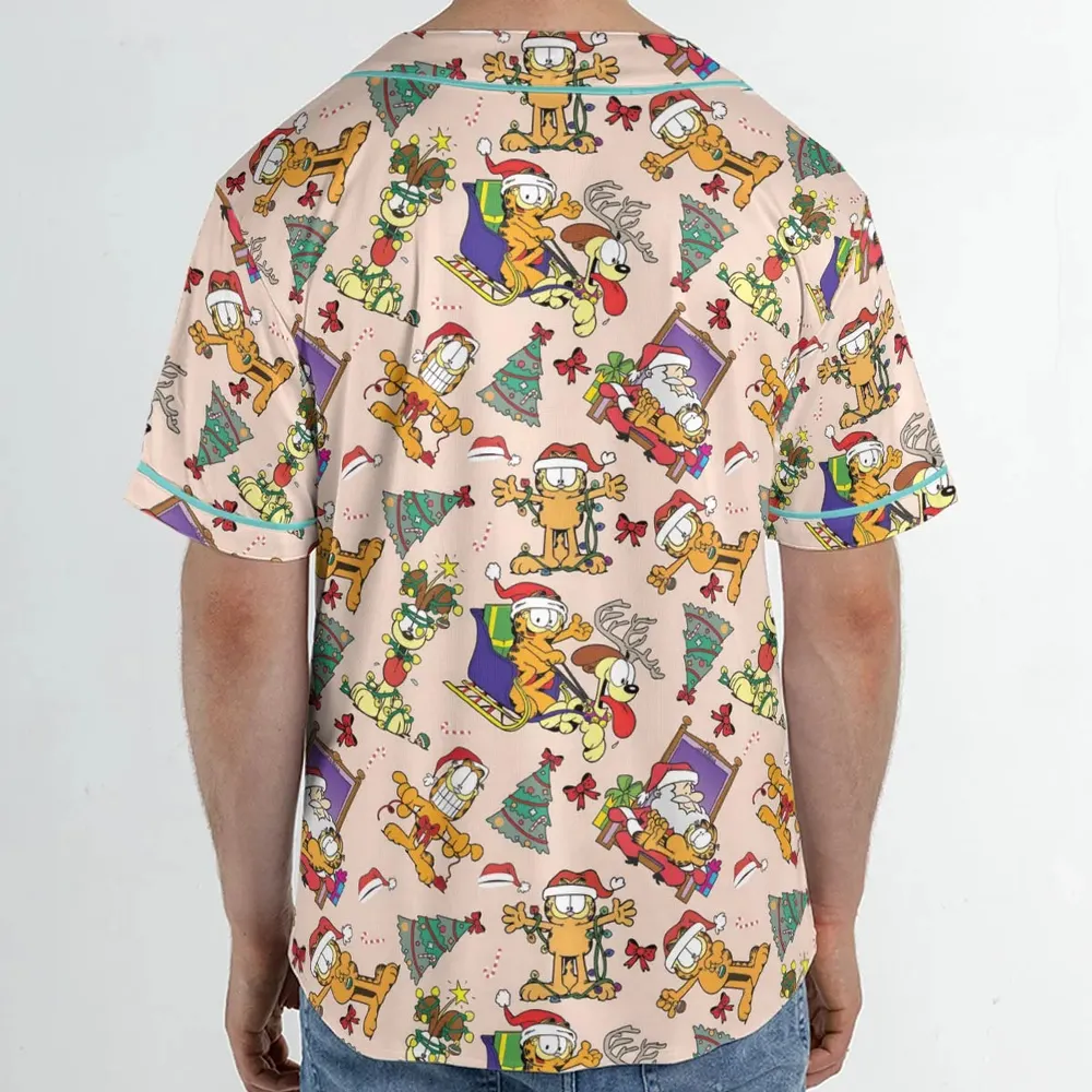 Garfield And Odie Christmas Sleigh Unisex Baseball Jersey - 2