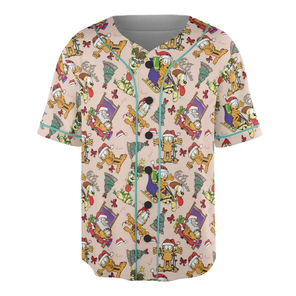 Garfield And Odie Christmas Sleigh Unisex Baseball Jersey - 3