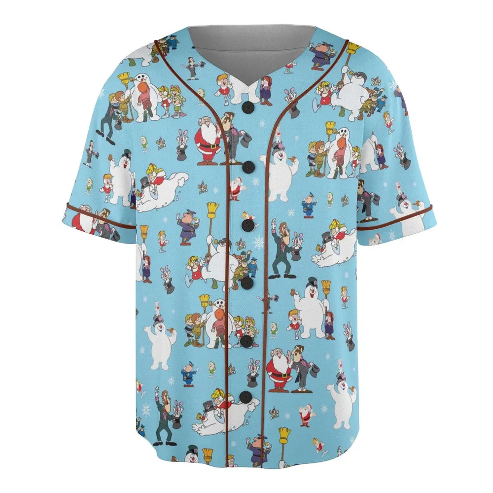 Cast Frosty The Snowman Unisex Baseball Jersey - 3