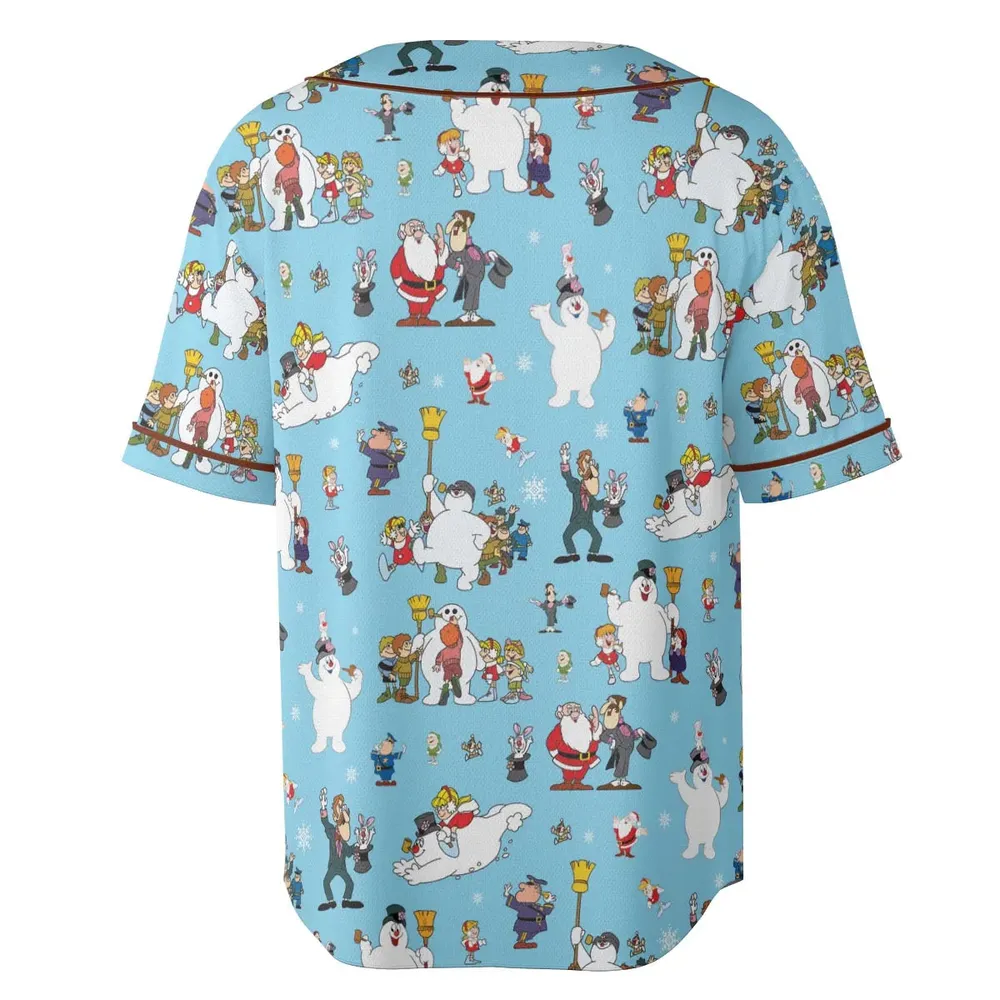 Cast Frosty The Snowman Unisex Baseball Jersey - 4