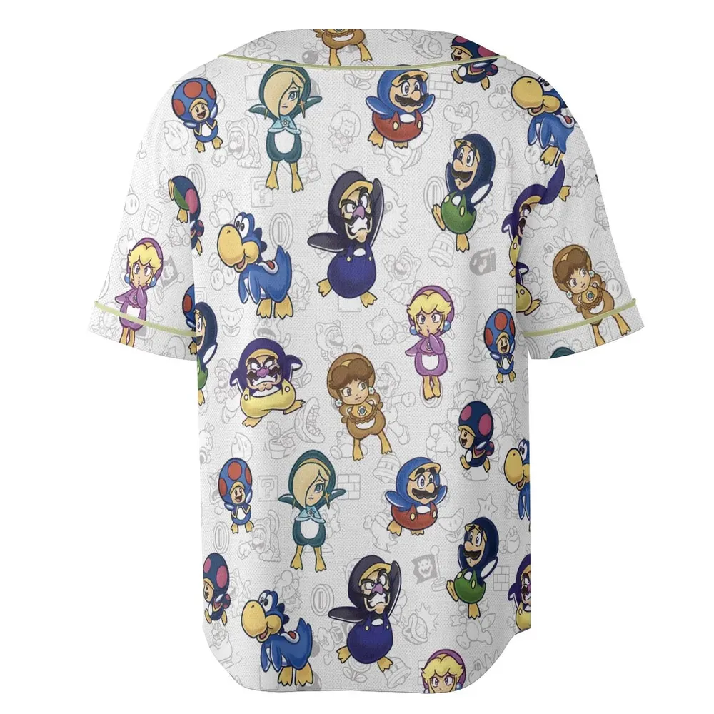 Penguin Party Super Mario Unisex Baseball Jersey - 4