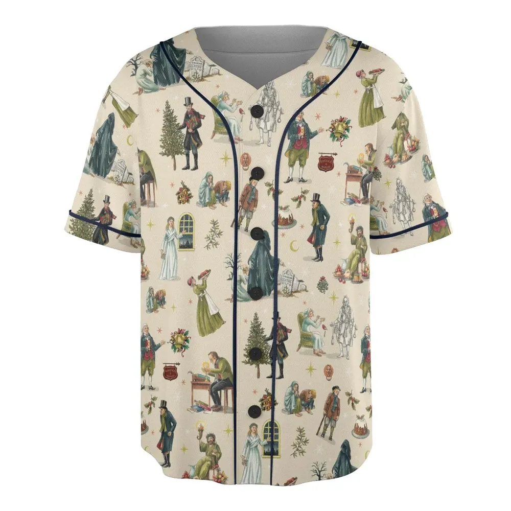 A Christmas Carol Characters Pattern Unisex Baseball Jersey - 3