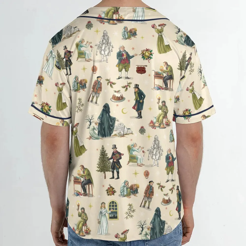A Christmas Carol Characters Pattern Unisex Baseball Jersey - 2