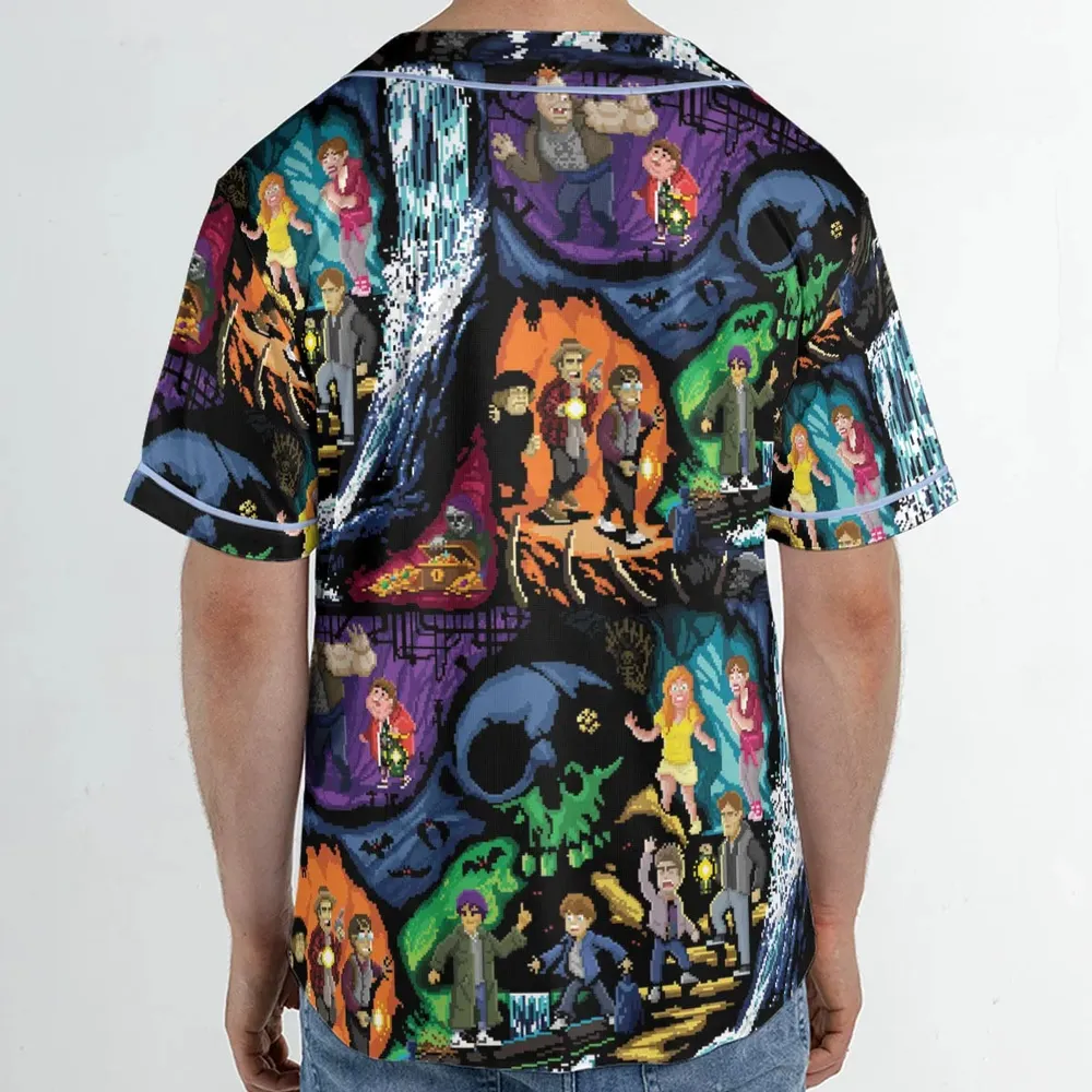 Goonies 80s Pixel Art Unisex Baseball Jersey - 2