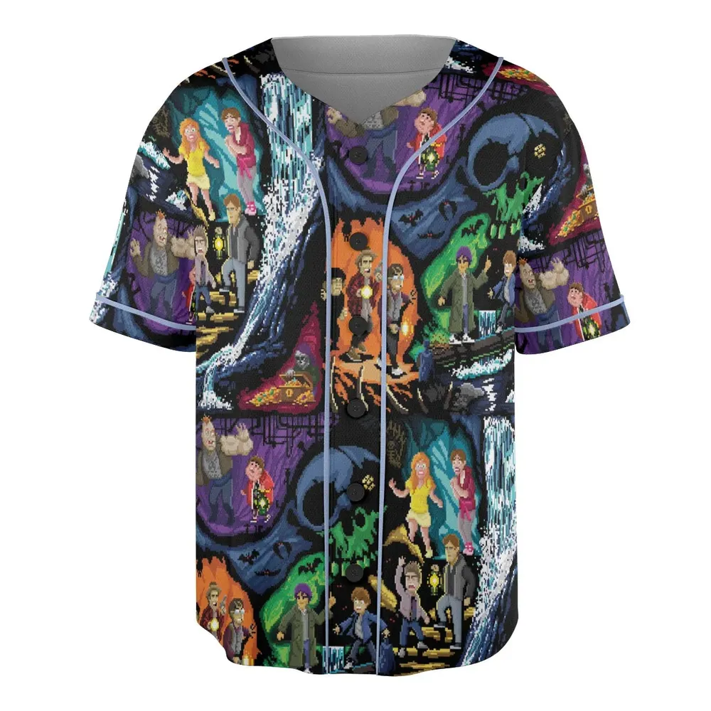 Goonies 80s Pixel Art Unisex Baseball Jersey - 3